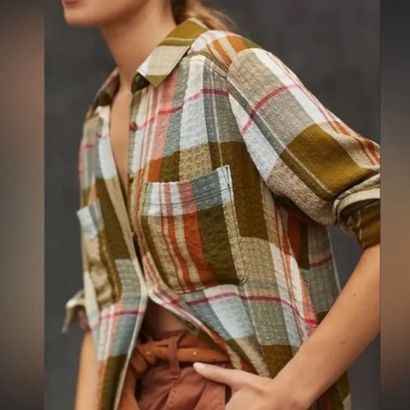 ANTHROPOLOGIE | PILCRO Slide slit plaid tunic Medium - Picture 9 of 9